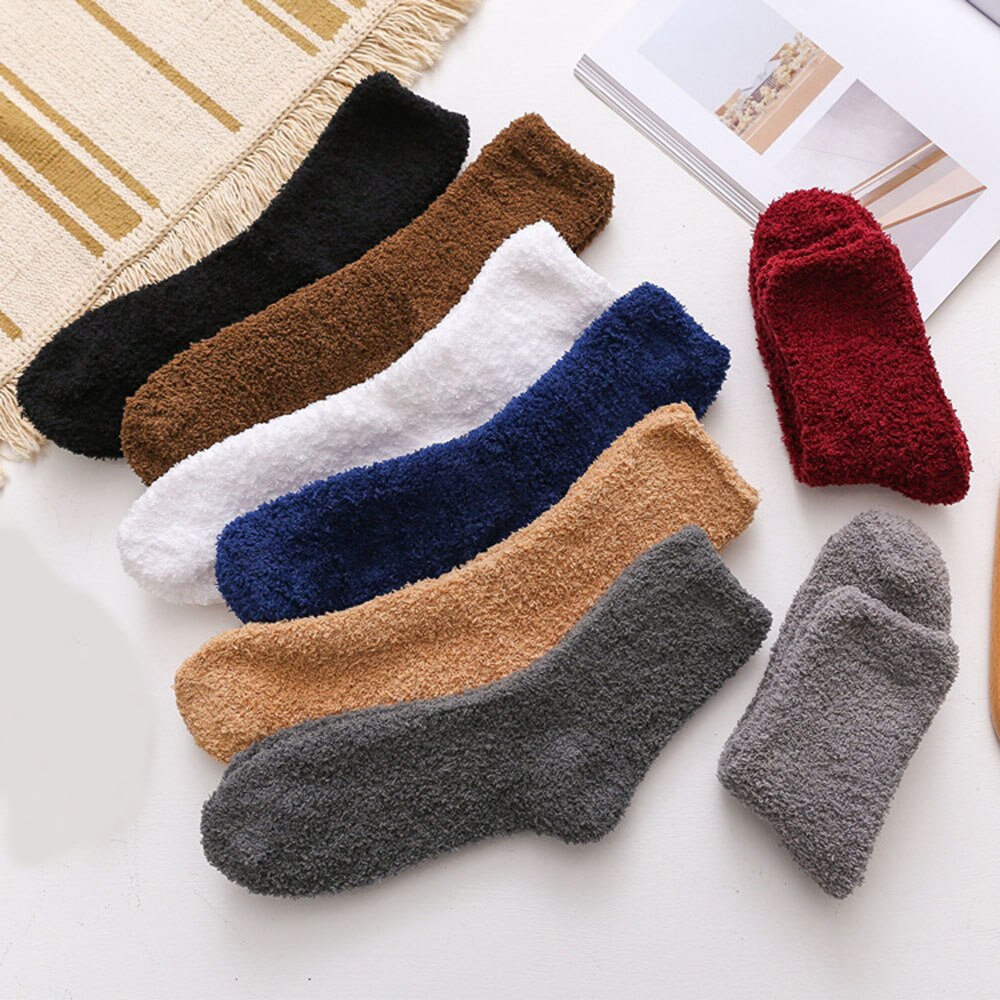 Calcetines gruesos para mantener el calor para hombre y mujer, medias de lana térmica para dormir, botas de suelo, calentador de piernas, accesorios Unisex