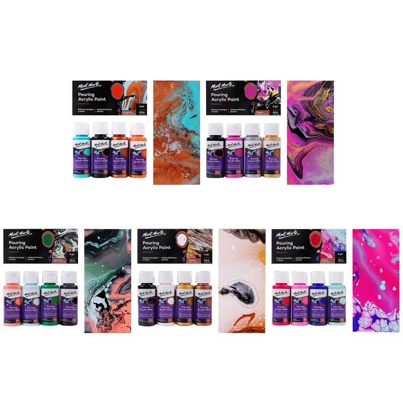4 flasker 60ml pigment akryl maling sæt flydende marmorering maling akryl hælde medium tegneværktøj til kunstner gør-det-selv kunst forsyninger