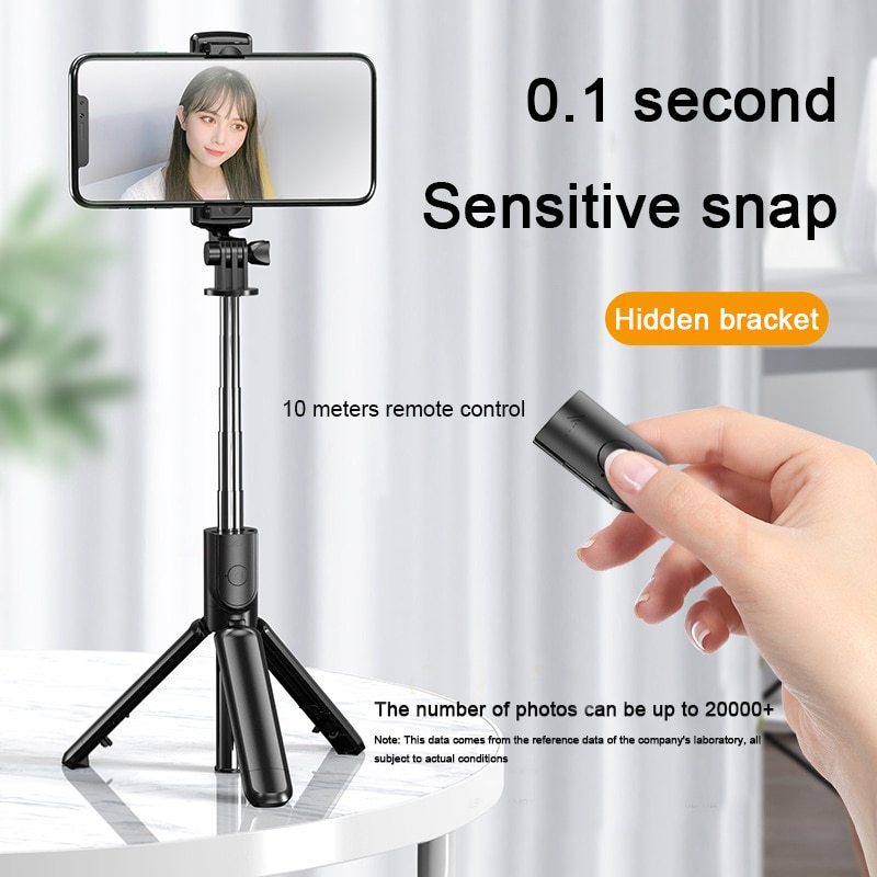 Trépied multifonctionnel sans fil Bluetooth Selfie bâton pliable portable Durable extensible en acier inoxydable trépied pour téléphone