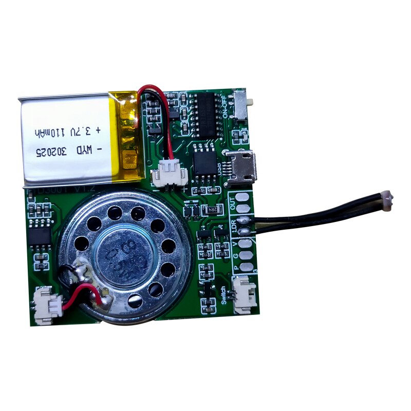 Módulo de grabación de voz de sonido Musical 48s con batería de litio recargable de 4,2 V para tarjeta de felicitación DIY, Chip de llamada de sonido, herramienta Musical