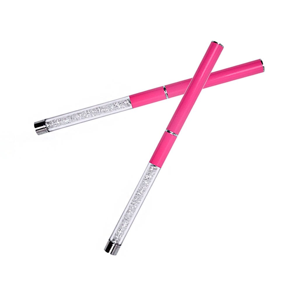 Bolígrafo dibujo uña polvo varilla diamante blanco rojo y blanco cabeza pintado cepillo para manicura línea de dibujo cristal acrílico pluma