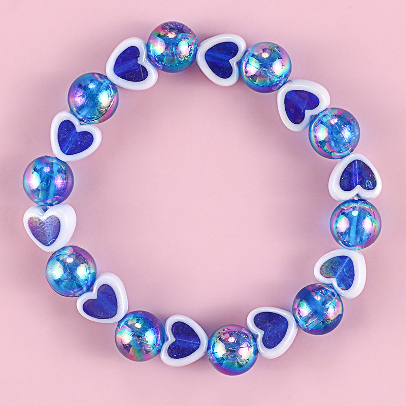 Pulsera de corazón de amor de Color acrílico para niños, pulseras de amistad para niñas, accesorios de joyería simples, dijes de 2022: Color amarillo dorado claro