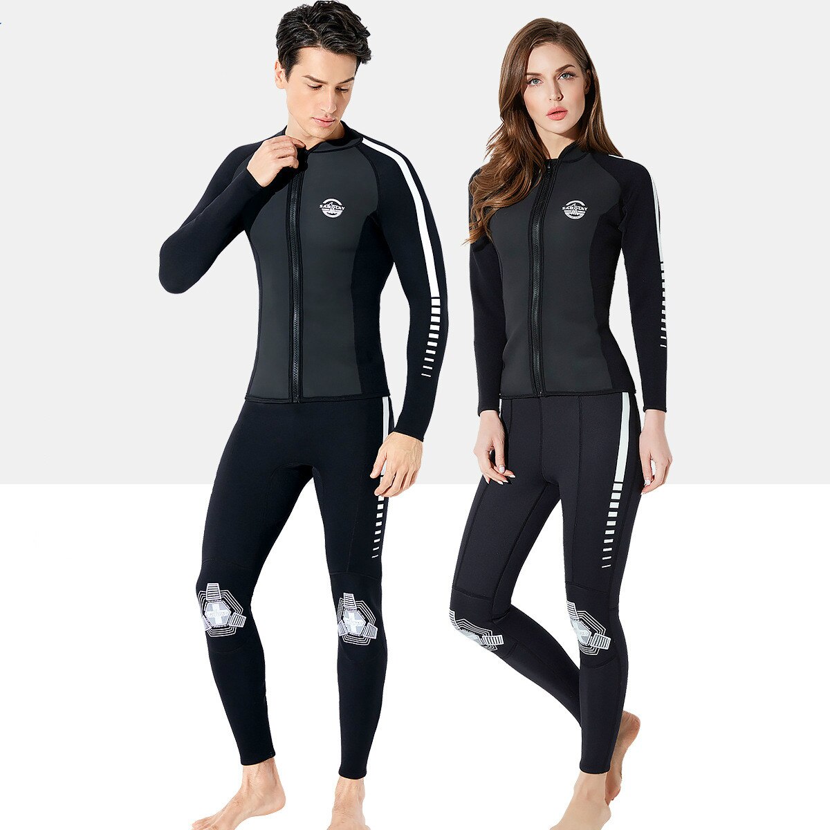 SBOLAY 2MM SCR Neoprene Wetsuit Jacket Men Womens Scuba Diving Wet Suit Top Front Zipper Swimming Snorkeling Warm Long Pants