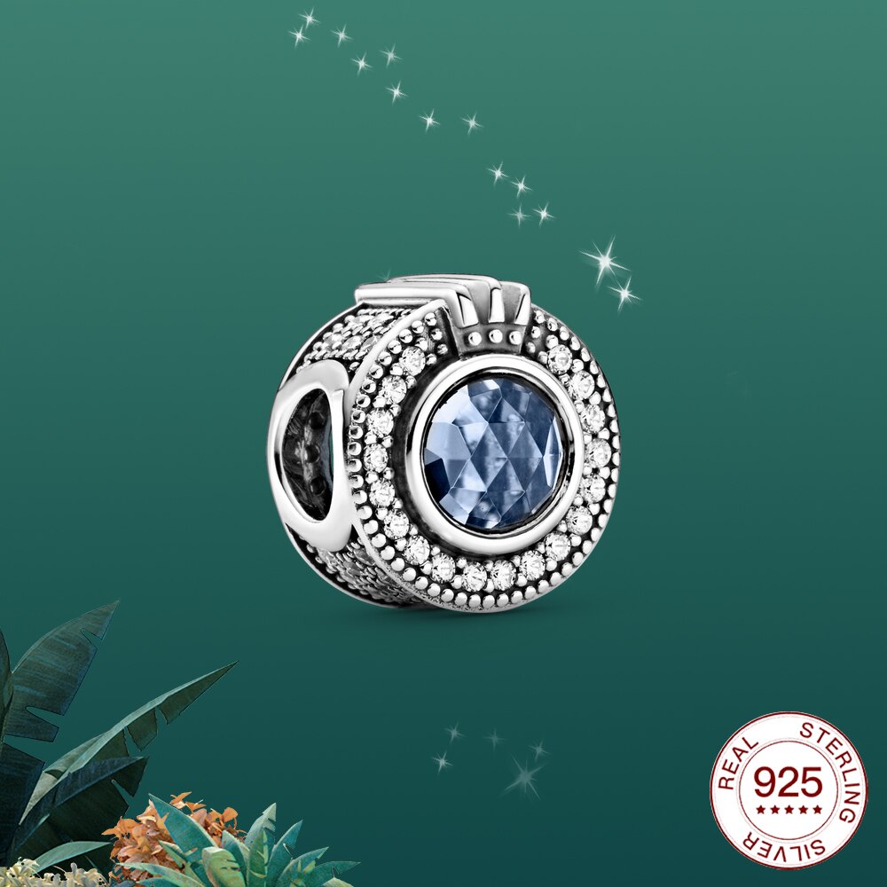 Prata esterlina encantos feminino coroa cintilante cz pingente moda jóias para pulseiras encantos colar feminino original: Default Title