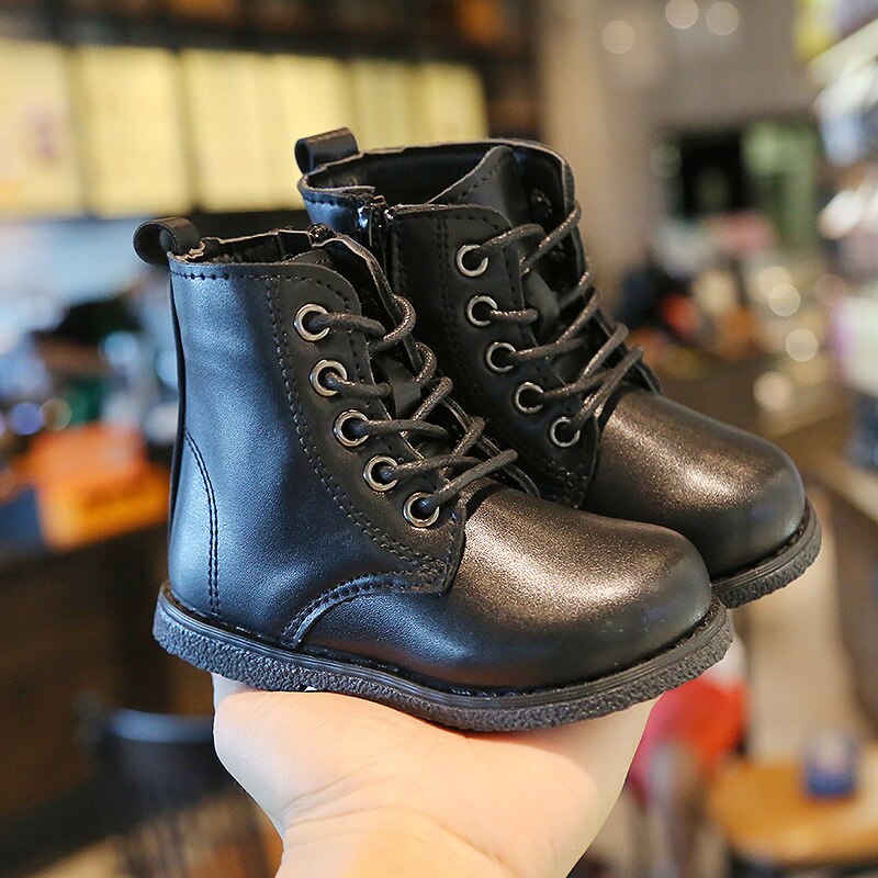 Children Boots Boys Waterproof Sneakers Kids PU Leather Autumn Boots Girls Vintage Martin Boots Baby Toddler Shoes