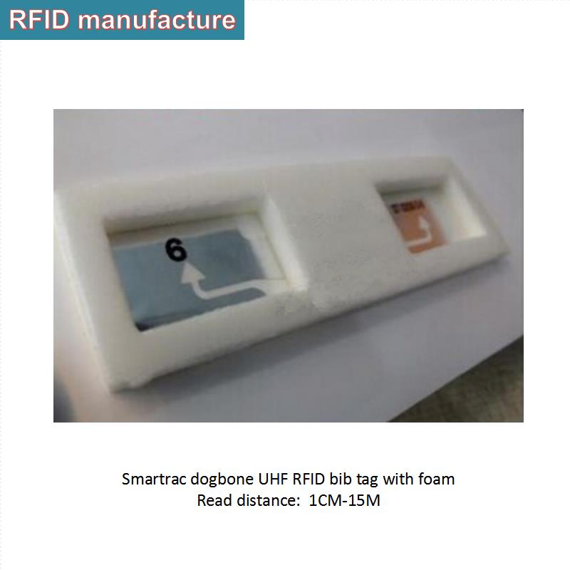 Freies 100 stücke impinj monza R6 chip smartrac dogbone bib tag mit schaum rfid uhf 860-960MHz für marathon timing rennen