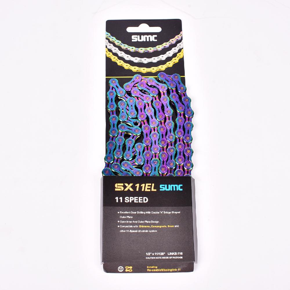 SUMC Bike Chain 9 10 11 12 Speed Bicycle Variable Speed Chain MTB Mountain Road Bicycle Chain: SX11EL colorful