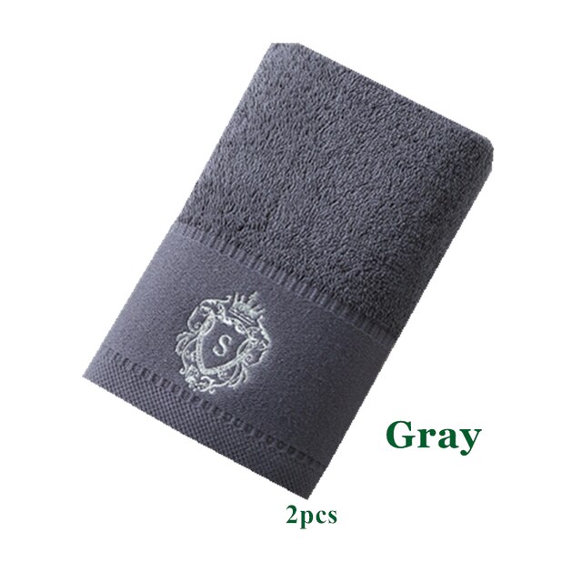 2Pcs 5 Sterren Luxe Hotel Satijn Handdoek Badkamer 100% Katoen Paar Douche Voor Thuis 35*78 Cm wit Blauw Grijs 3 Kleur Handdoek: Gray