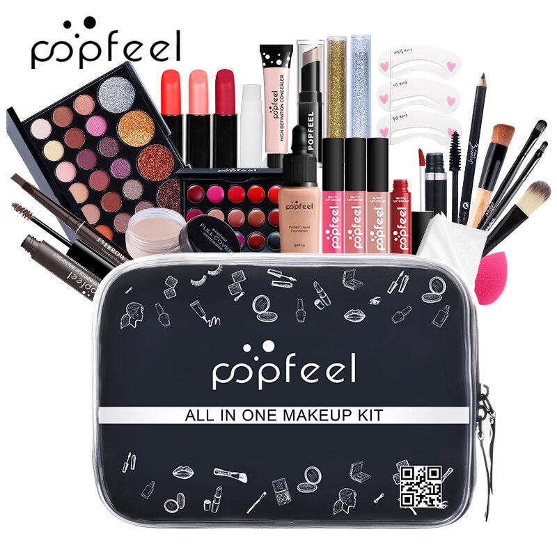 27PCS Cosmetics Kit ALL IN ONE Full Makeup Set Makeup Artist Portable Cosmetic Bag Make Up Box Suit