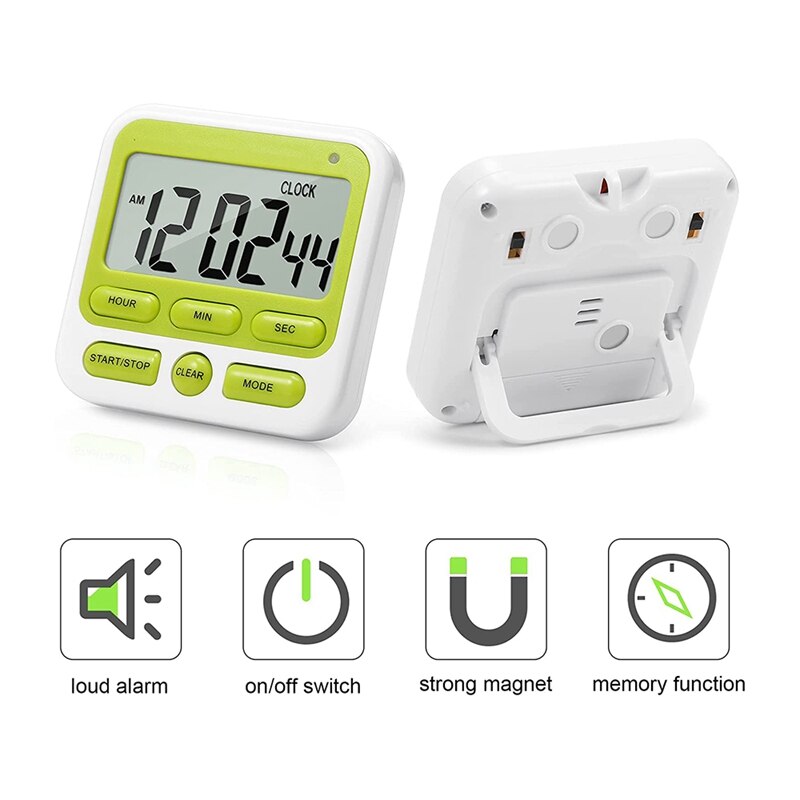 6 Stuks Digitale Timer Keuken Magnetische Timer Stopwatch Timer Met Grote Lcd Display Countdown Timer Voor Kids,Oven, etc