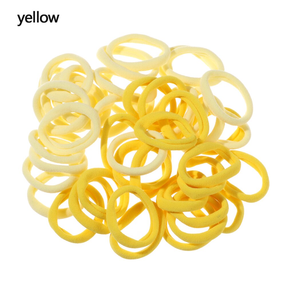 50pcs No-damage Hair Ropes Mini Elastic Rubber Hair Bands for Women Seamless Hair Ties Ponytail Holders Hair Accessories: yellow 1