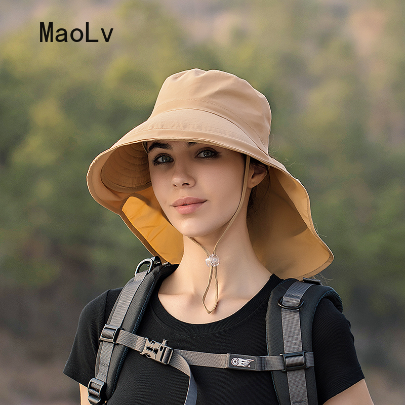 Sombrero de verano para mujer, protección UV para el cuello, visera para el sol para hombre, pesca, senderismo, chal de ala ancha, protector solar, gorra con cola de caballo undefin