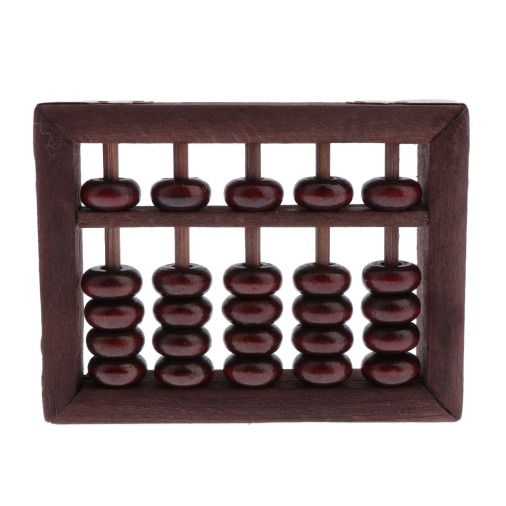 Vintage Chinese Houten Kraal 5 Staven Rekenen Abacus Met Doos Collectie