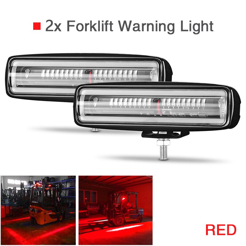 1/2pcs Black Forklift Safety Light 18W LED Security Indicator Light for Warehouse Pedestrian Red Blue linear Warning Spotlight: 2pcs red light