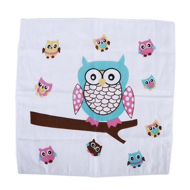 Kinder Baby Cartoon Handtuch Taschentuch Baumwolle Musselin Handtuch Taschentücher 4 Schichten Wischen Taschentücher: owl