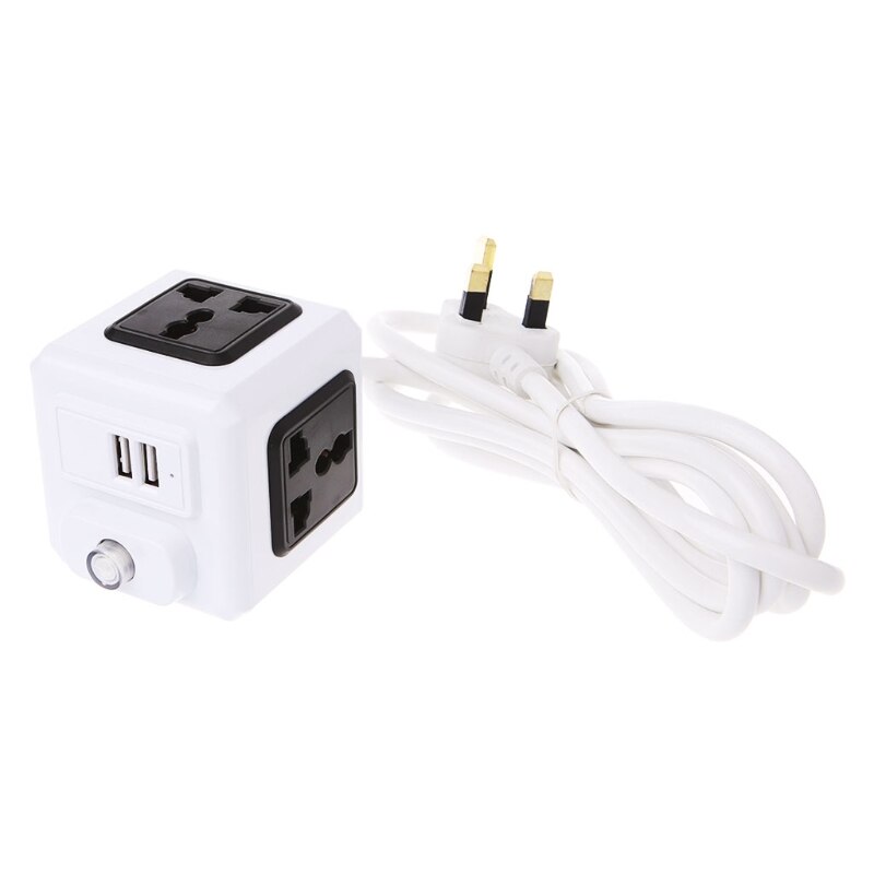 Smart Home Cube EU / US / UK Plug 4 Outer Extension Adapter Universal Socket: UK-BK