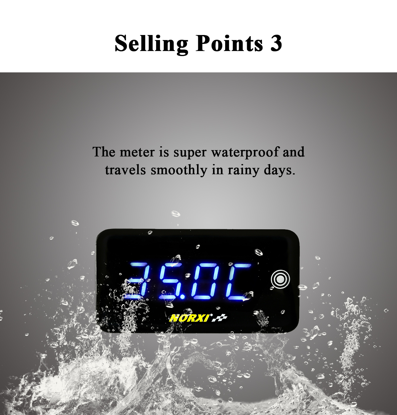 Motos 3 en 1 culata temperatura voltios tiempo ajuste de brillo automático para YAMXHA NMAX pantalla Digital LED medidor cuadrado