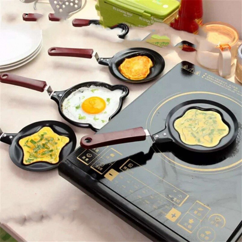 Cute Egg Pancake Maker Stainless Steel Egg Pancake Forms Kitchen Egg Cooker Tool For Kid Frying Egg Mold Pan Love Heart