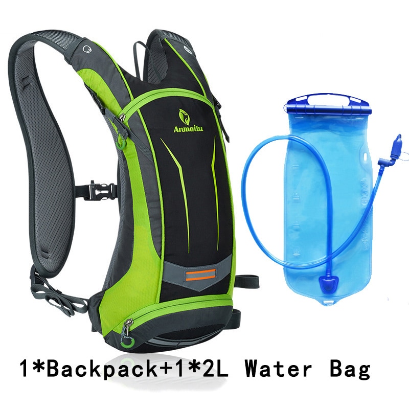 Anmeilu 8L Fiets Rugzak, Waterdichte Fiets Rugzak Voor Fietsen Camping, Hydratatie Rugzak Tas Voor Wandelen Klimmen: GRN With Water Bag