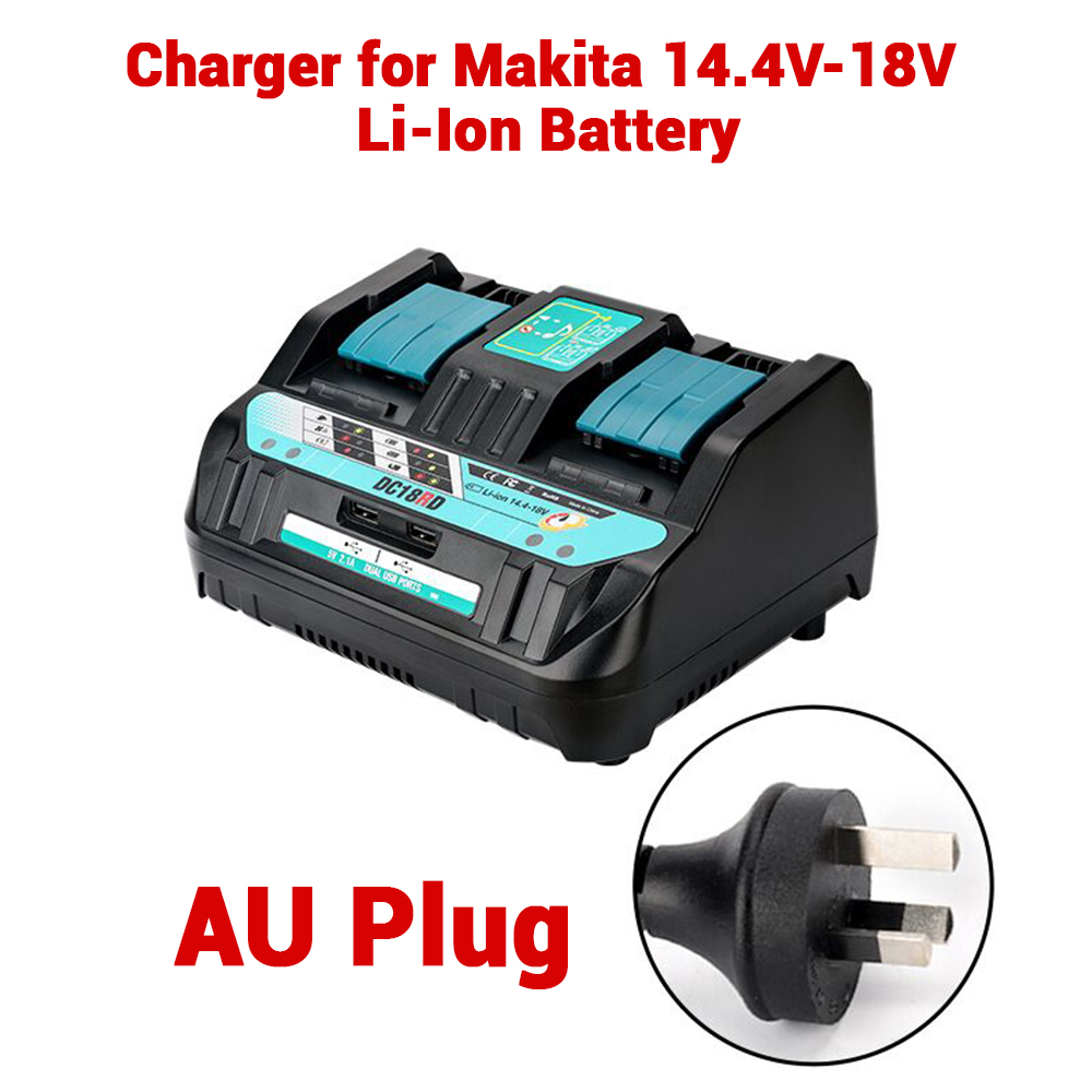 18V DC18RD Dual Poorten Batterij Oplader voor Makita 14.4V-18V Lithium-Ion Batterij BL1415 BL1430 BL1830 BL1840 BL1850 BL1850B: Donkergrijs