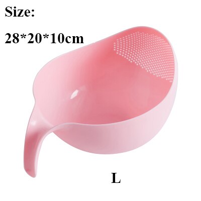 Kitchen Accessories Rice Bowl Drain Basket Fruit Bowl Washing Drain Basket with Handle Washing Basket Home Kitchen Organizer: Pink L