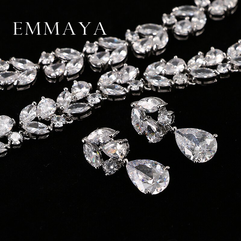 Emmaya Romantische Luxus einstellen Schmuck Blume Wasser Tropfen AAA CZ Kristall Hochzeit Schmuck-setzt Für Bräute Gold Farbe Schmuck