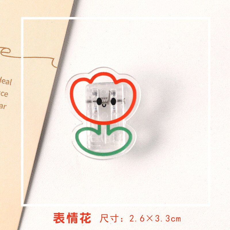 2Pc Transparant Acryl Clips Schattige Beer Bloem Briefpapier Test Papier Clip Snacks Afdichting Clip Kawaii Foto Kaarthouder: 2