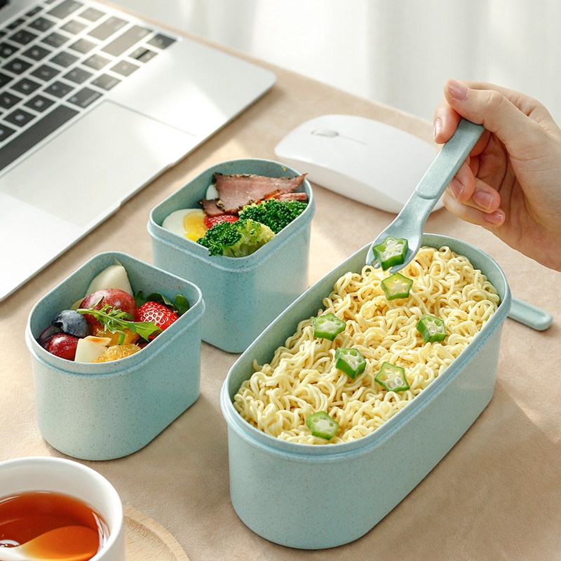 1450ML lunch box high food container eco friendly bento box lunch japanese food box lunchbox meal prep containers wheat straw