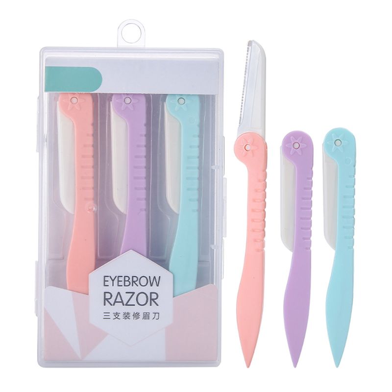 Tondeuse à sourcils 3 pièces, rasoir pour le visage, lames portables, couteau de rasoir, épilateur, outils de maquillage.