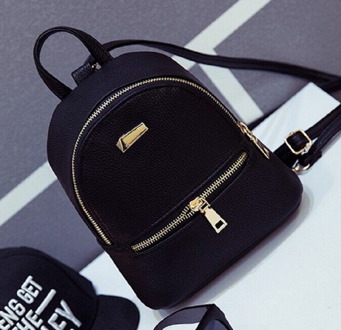 femmes sacs à dos en cuir Mini sac de voyage pochette étui sac à dos sacs à main sac d'école organisateur de voyage conteneur: Black