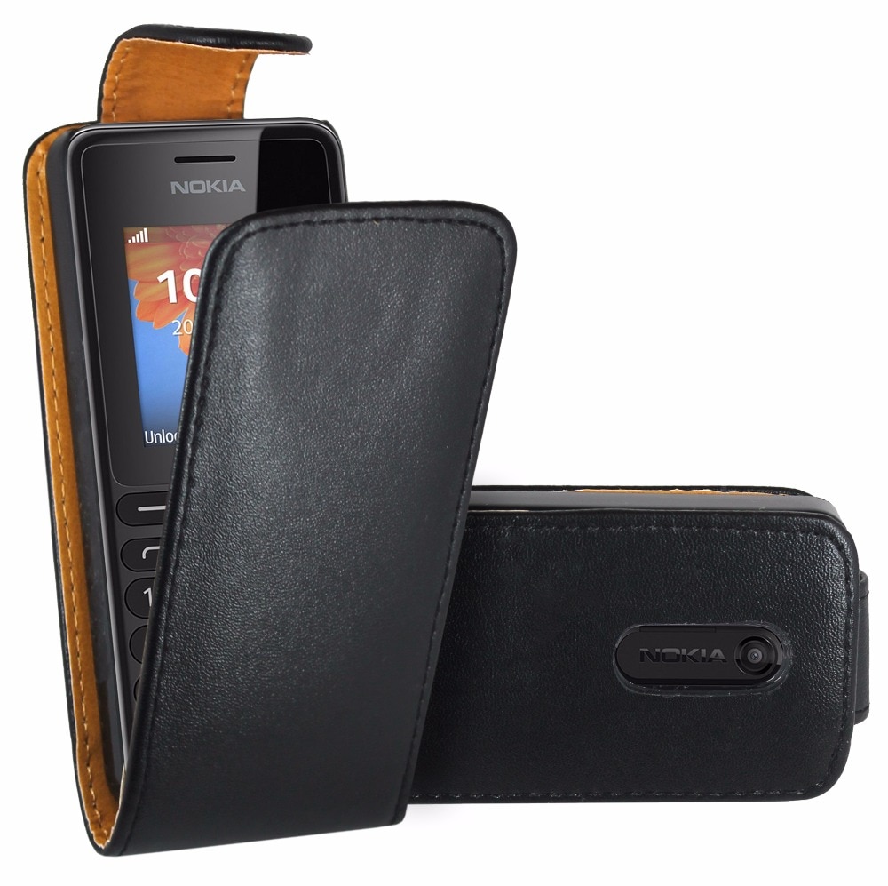 Funda abatible negra de cuero Premium para Nokia 108/Nokia 108 Dual Sim