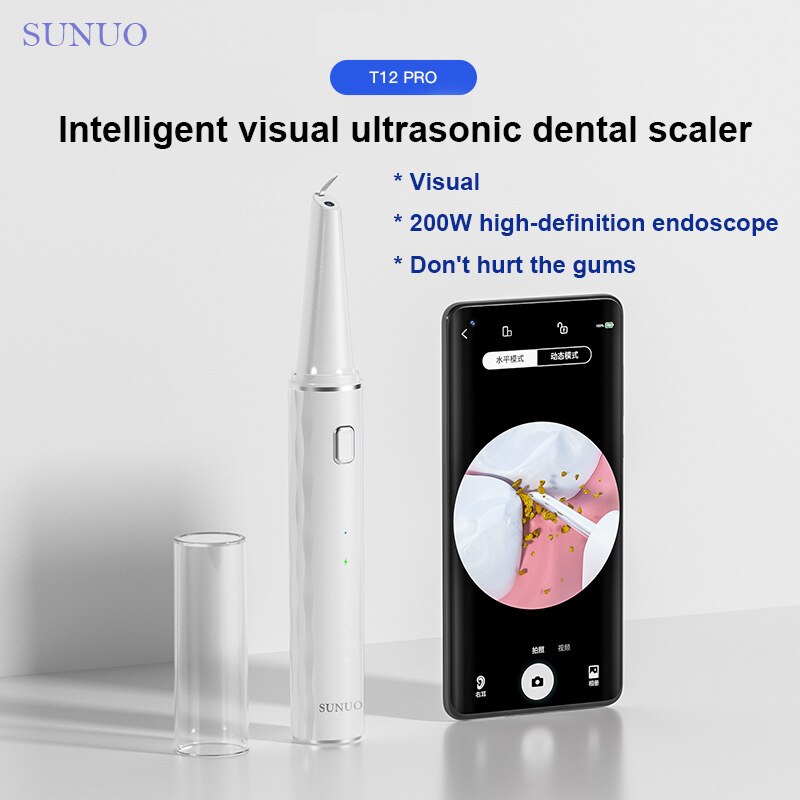 SUNUO Visual Electric Ultrasonic Teeth Cleaner 200W Endoscope Tooth Dental Scaler Rechargeable Tartar Calculus Plaque Remover