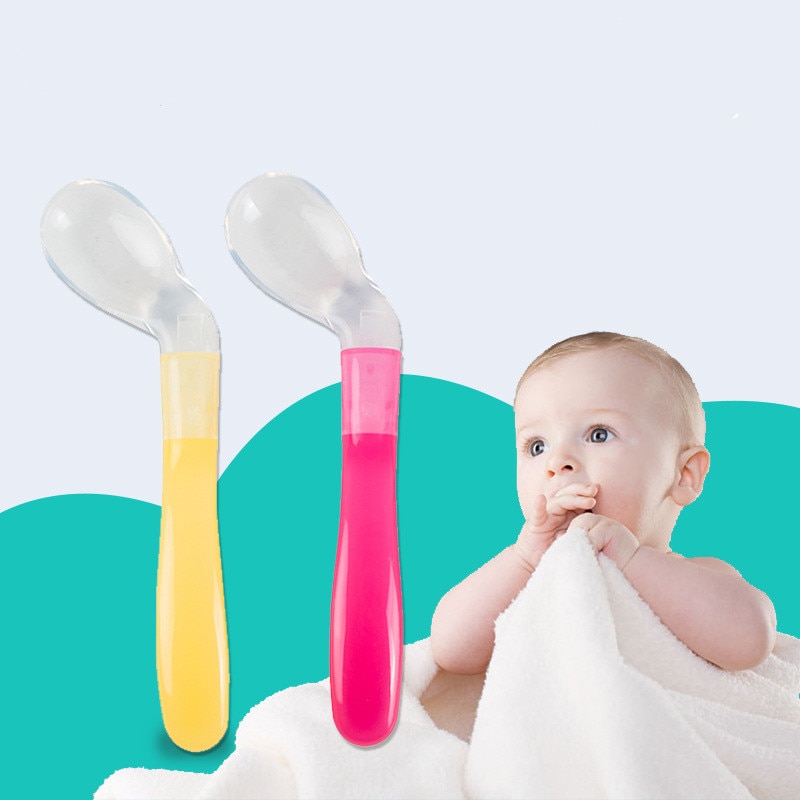 Baby Safety Temperature Sensing Baby Silicon Spoon Kids Children Flatware Feeding Spoons Safety Soft Spoon Baby Flatware