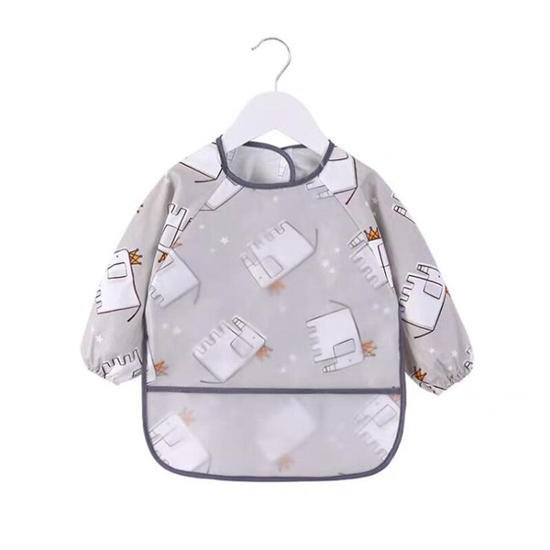 Leuke Cartoon Baby Zelf Voeden Slabbetjes Waterdichte Baby Eten Bib Met Pocket Kinderen Tekening Lange Mouwen Kinderen Schort Baby Dingen: H / 110(90-100cm)