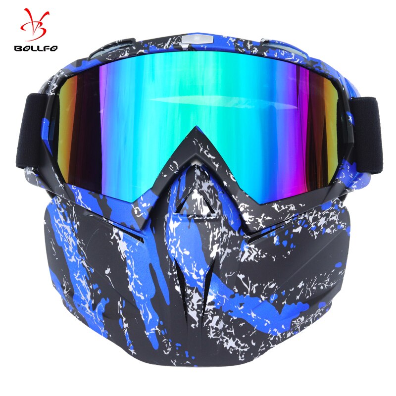 Bollfo Ski Snowboard Bril Sneeuwscooter Skiën Goggles Winddicht Skiën Glas Motocross Zonnebril Met Mond Filter Earware: HXSBF65814