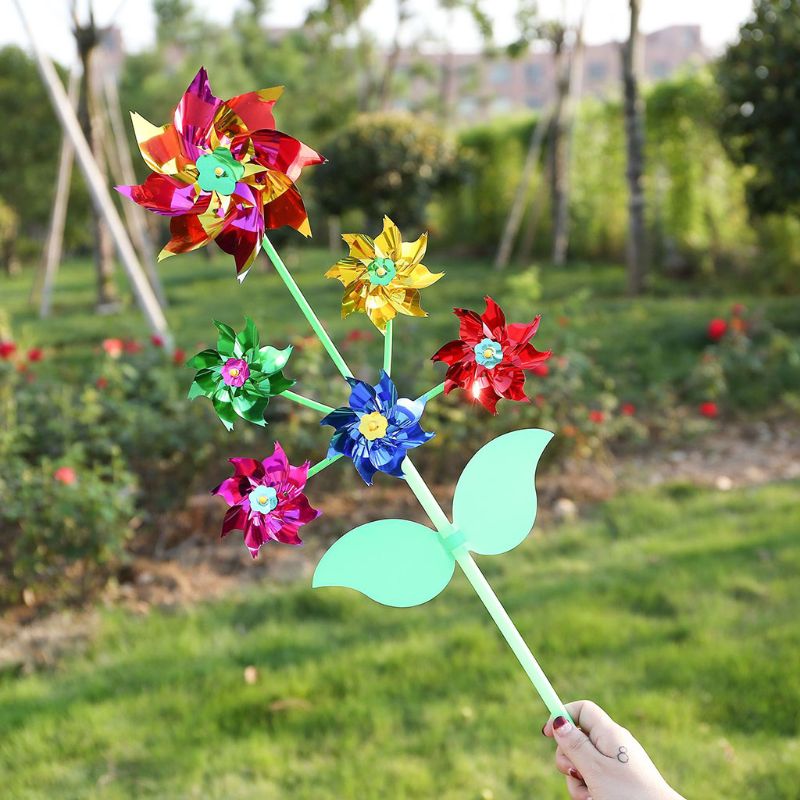 6 hjul tegneserie vindmølle leker whirligig vind spinner pinwheel yard hage dekor gxmb
