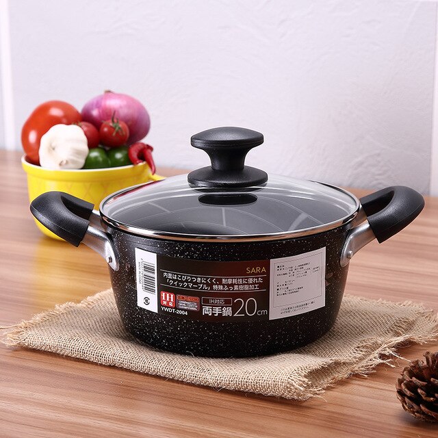 20 22 24 cm öron förtjockade allmänt bruk sopppanna fruktpanna non-stick utan ångor köksredskap köksredskap gryta nudelgryta: Vit