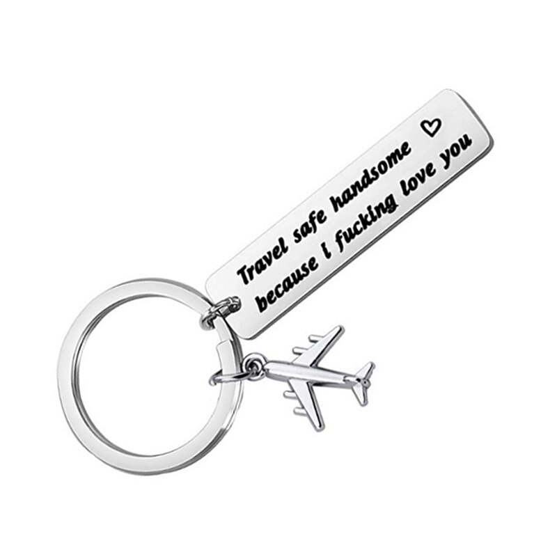 Drive Safe Fly Safe Keyring Plane Keychain Couples Men Boyfriend Pilot Flight Key Chain Christmas