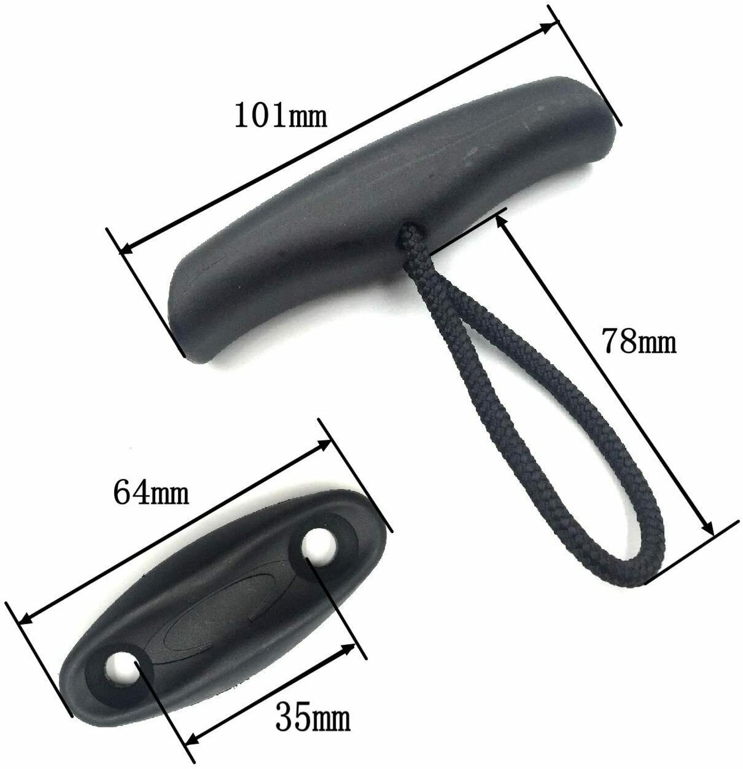 Paquete de 4 Kayak canoa llevar tirador picaporte t-handle con cordón y Pad Eyes