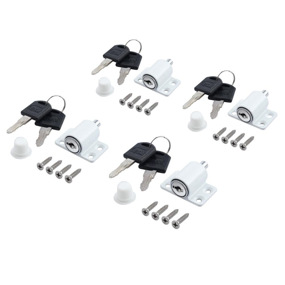 Neoteck-Juego de cierres para puerta corredera de Patio, cerrojo de seguridad antirrobo, color negro, blanco, plateado y blanco, 4 unidades: White