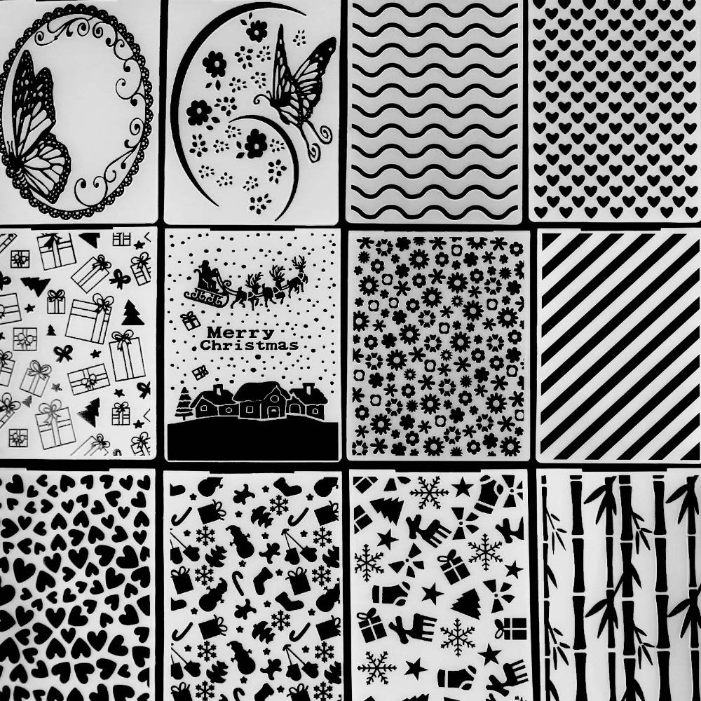 AZSG Embossing Mappen Collection 4 van Mappen voor Scrapbook Map voor Scrapbook DIY Album Card Tool Plastic Template