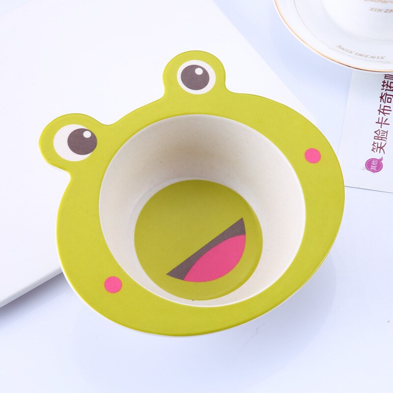 Bol de bébé en fibre de bambou plats pour enfants, bol d'alimentation naturel vaisselle pour enfants table dessin animé: Frog