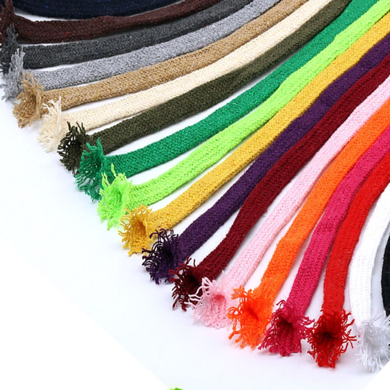 Cuerda de algodón de 10mm, cordón trenzado plano, tejido Multicolor para bolso, artesanía hecha a mano, costura textil para el hogar, 5 yardas