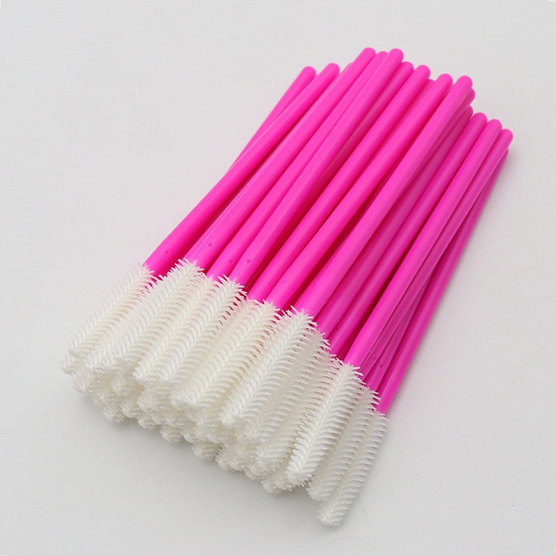 50 Stuks Siliconen Wimper Borstel Mascara Wands Applicator Wenkbrauw Kam Staaf Spoolies Borstels Lash Extension Supplies Makeup Tools: Ivoor