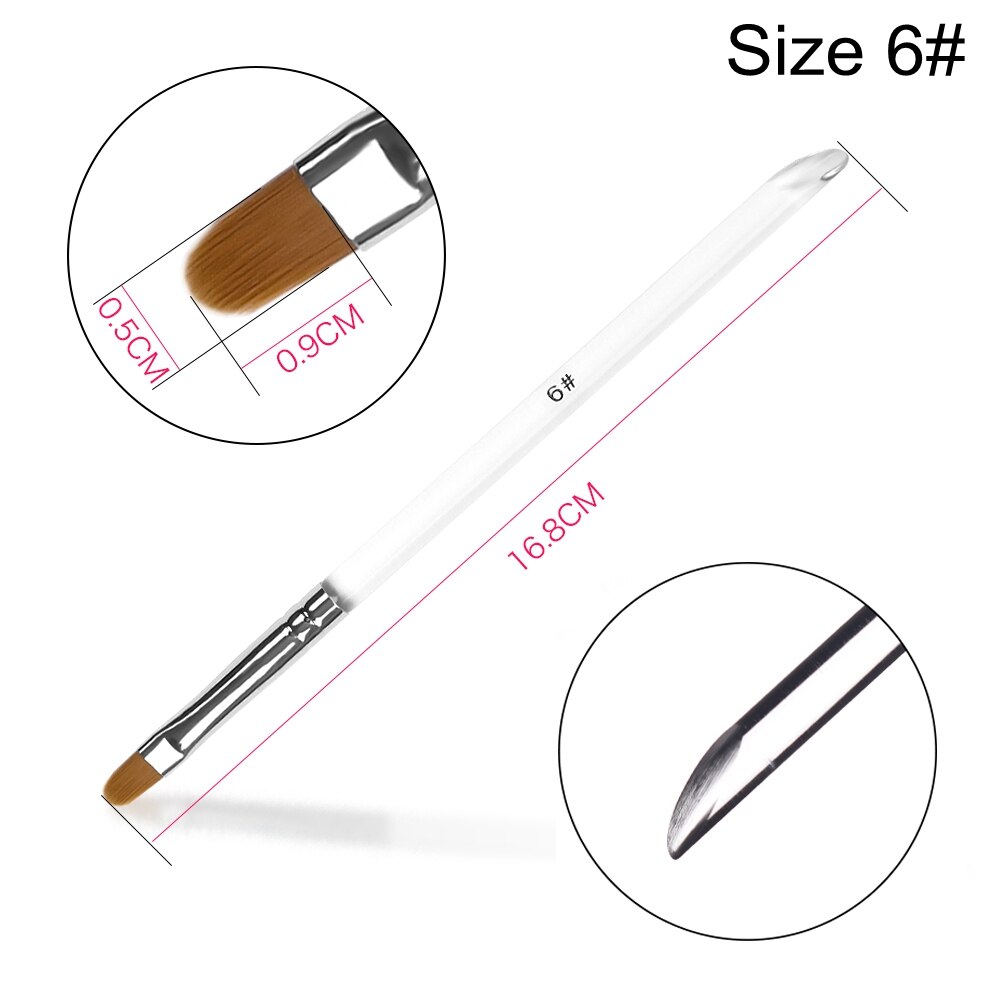 Kads nail art pensel uv gel pensel nail art tips forlængelse pen maleri tegning til gradient manicure pencel værktøj: Størrelse 6