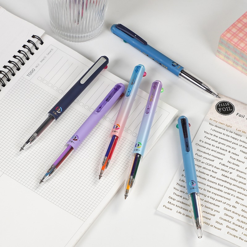 0.5mm Multifunctional Gel Pen Quick Drying Cap Neutral Pen 3 Color Press Gel Pen Journal Writing Supplies Stationery