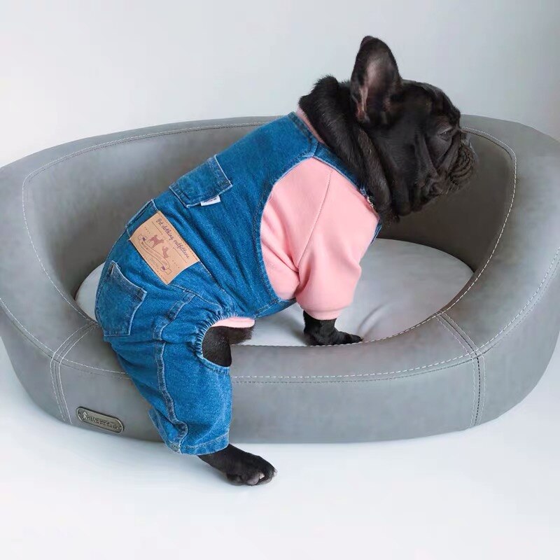 Monos de Bulldog Francés Demin, ropa de perro mascota cálido para cachorros pequeños y medianos, ropa para perros Schnauzer, SBC01