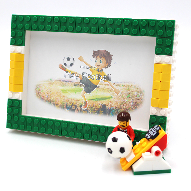 1 Stück FußBall-Fotorahmen, Farbblock-DIY-Bilderrahmen für Heimdekoration, Bühneneinstellung, Charakterkombination