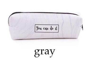 Estuches de lápices de mármol blanco y negro para niñas, gran capacidad, bolsa de cosméticos de cuero PU, Estuche escolar, suministros de oficina Zakka escolar: you can do it