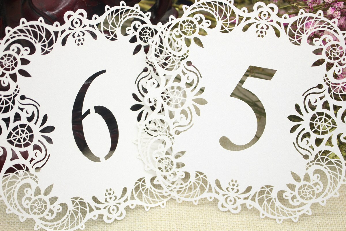 10pcs/set White Hollow Cut Table Number Cards 1-10 Wedding Supplies Table Centerpiece Decorations Wedding Engagement Party Decor